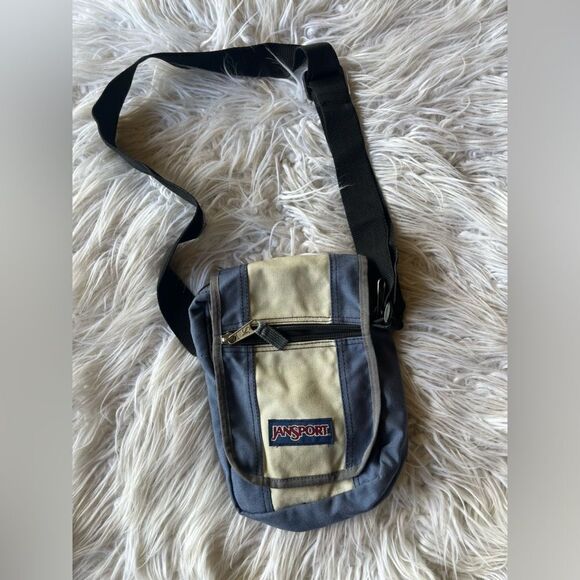Jansport Slim Crossbody/Backpack  blue and beige - Picture 1 of 2